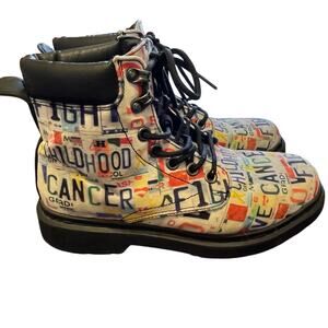Combat Style Boots Fight Childhood Cancer Graphic Printed Lace Up Size 8